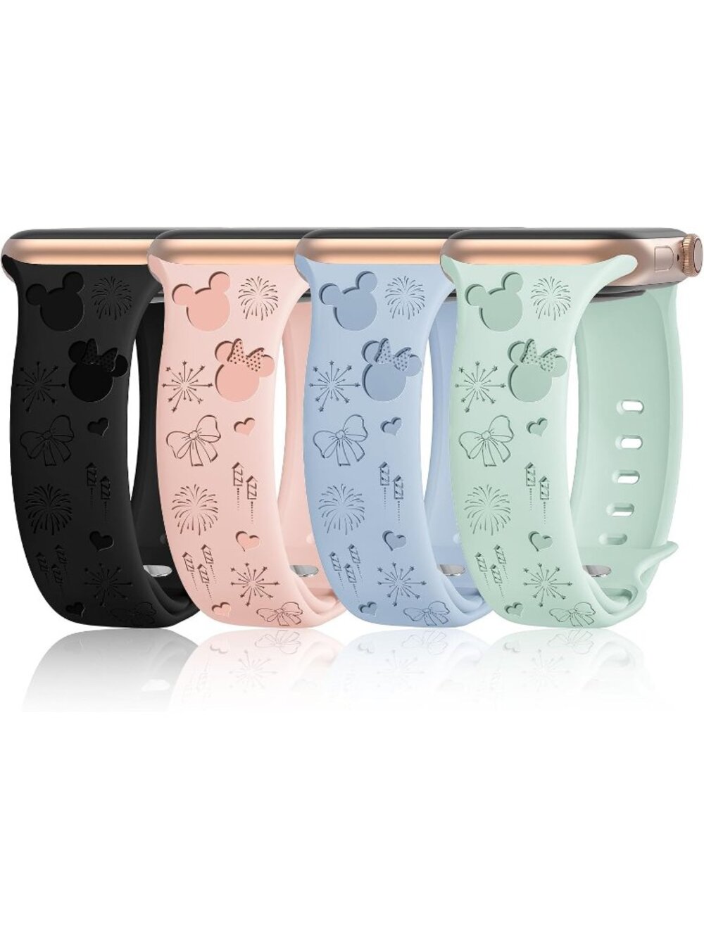 Apple iWatch Silicone Bands in Disney Pink Blue Cream Black New